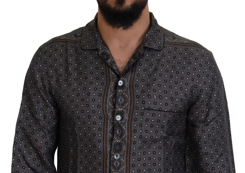 Elegante camisa barroca de satén de seda