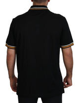 Elegantes schwarzes Seiden Polo-T-Shirt