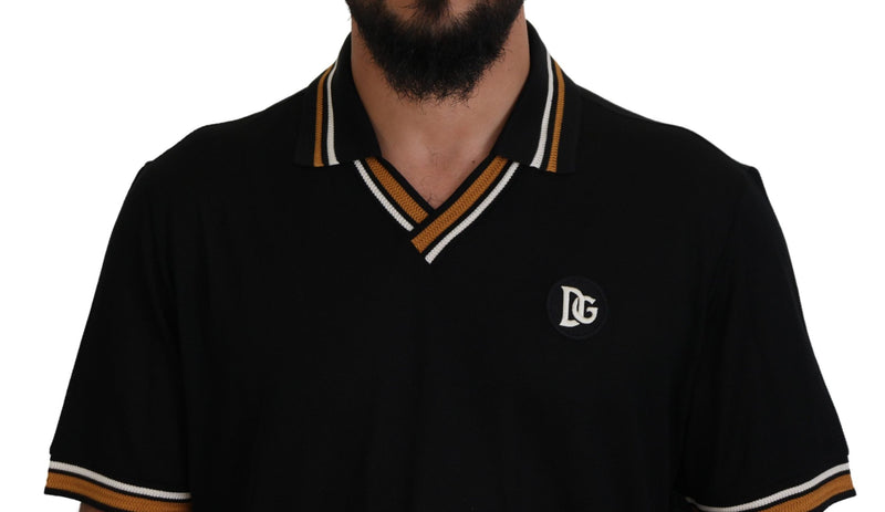 Elegante camiseta de polo de seda negra