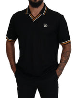 Elegante camiseta de polo de seda negra