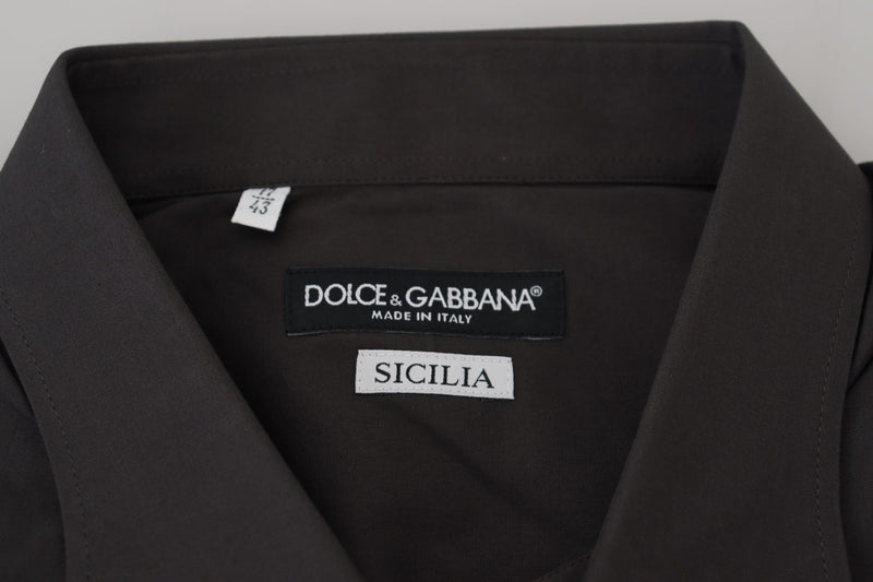 Elegant Grey Sicilia Slim Fit Dress Shirt