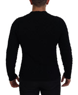 Elegante maglione di vano a V Black Wool Blend