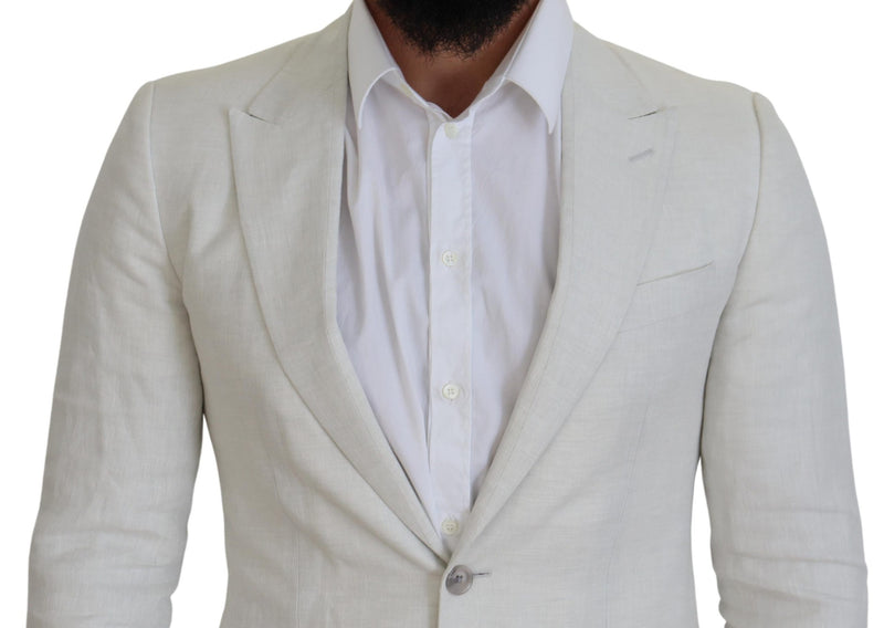 Elegante blazer de pecho de sicilia blanca