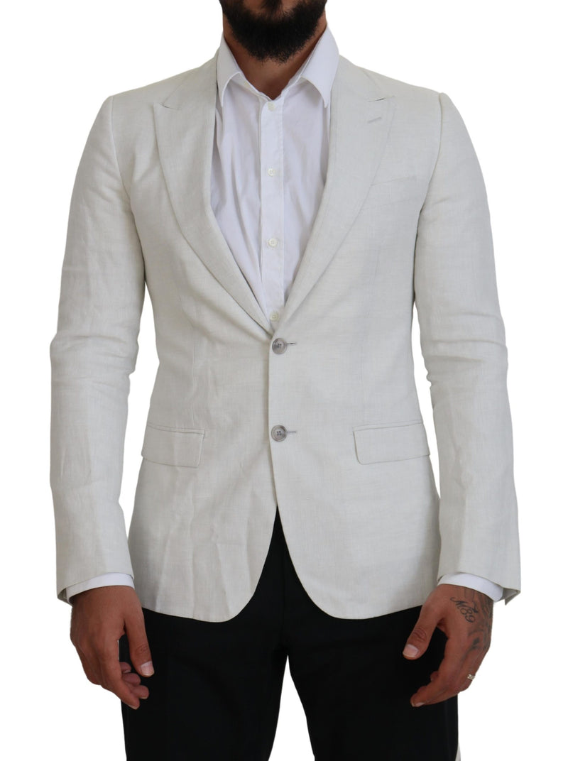 Élégant blazer à poitrine simple de Sicilia blanc