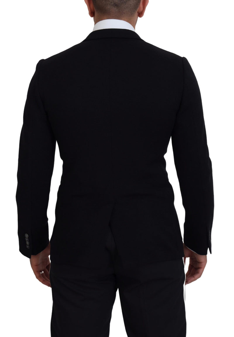 Elegant Single Breasted Black Wool Blazer