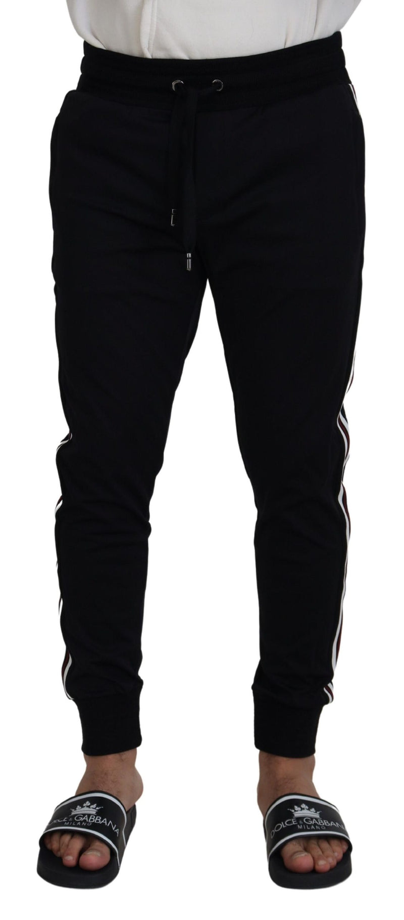 Pantalon de créateurs en coton noir chic