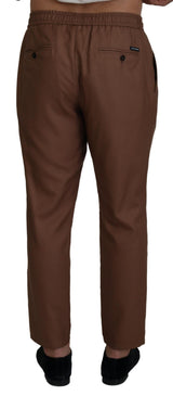 Chic Brown Cashmere-Silk Jogger Hosen