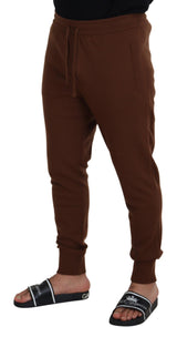 Elegantes pantalones de jogger de cachemira marrón