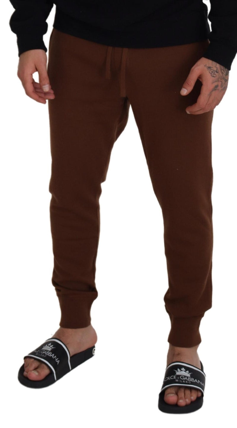 Eleganti pantaloni da jogger cashmere marrone