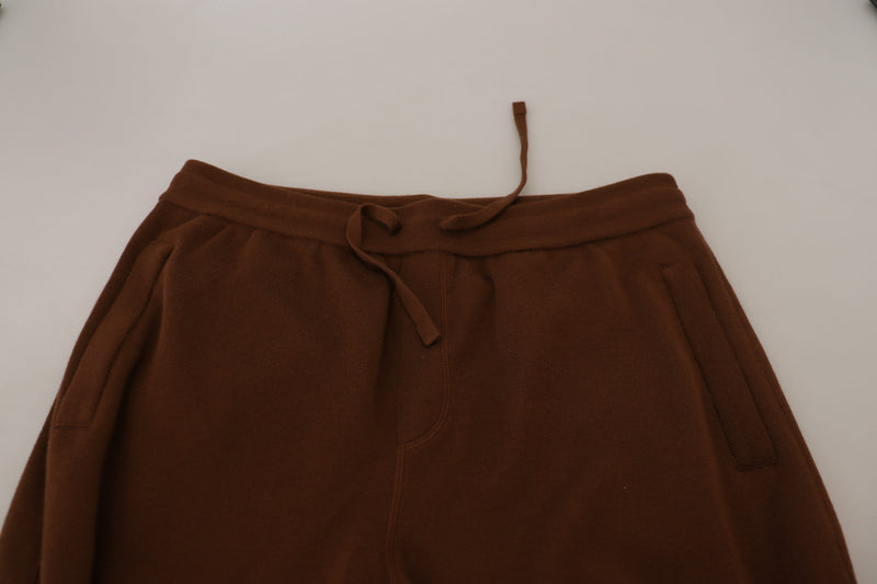 Eleganti pantaloni da jogger cashmere marrone