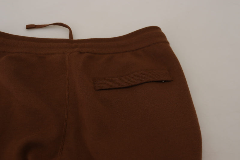 Eleganti pantaloni da jogger cashmere marrone