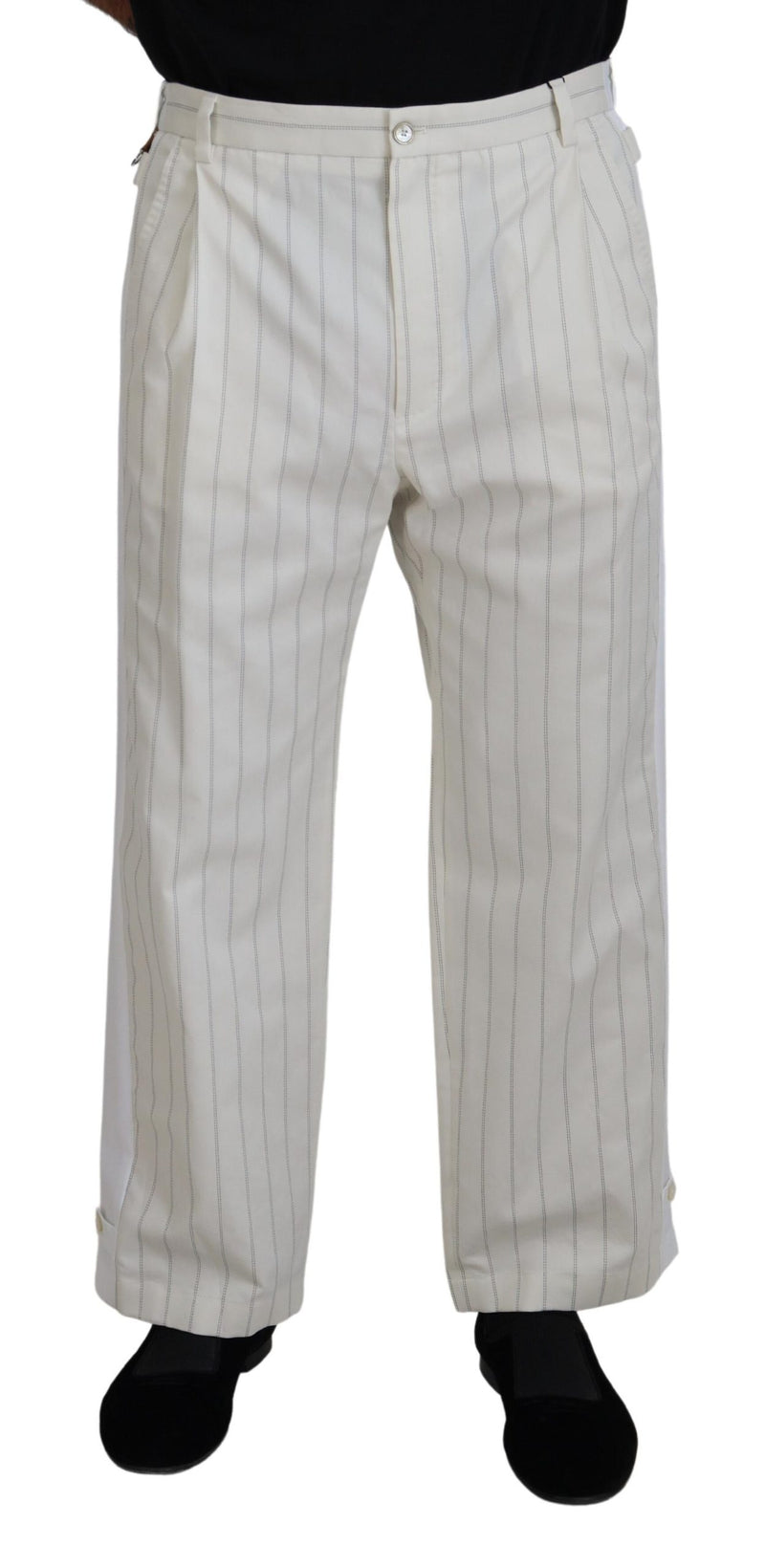 Elegantes pantalones de línea principal de rayas blancas