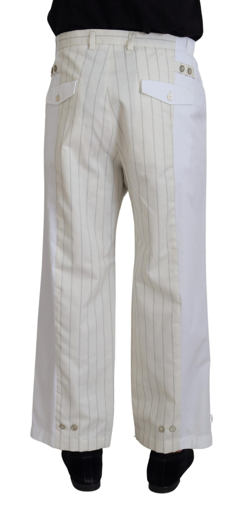 Elegantes pantalones de línea principal de rayas blancas