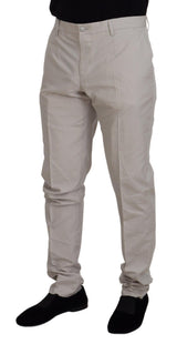 Elegant Off White Silk Blend Trousers