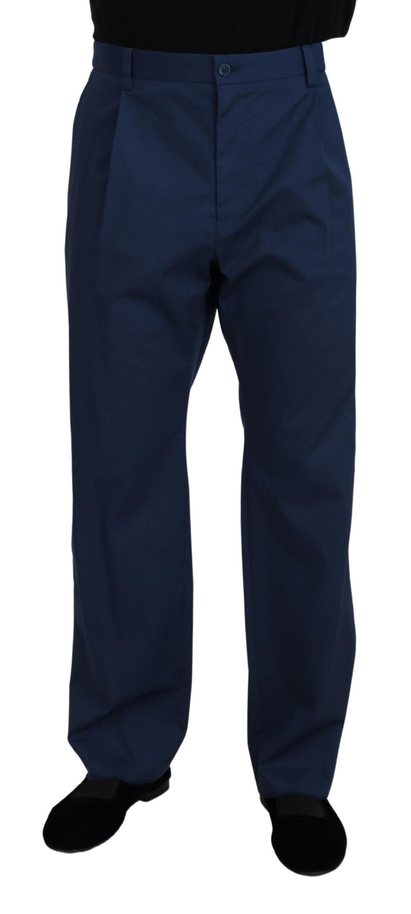 Elegantes pantalones de mezcla de algodón azul para hombres