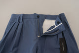 Elegantes pantalones de mezcla azul de lino azul