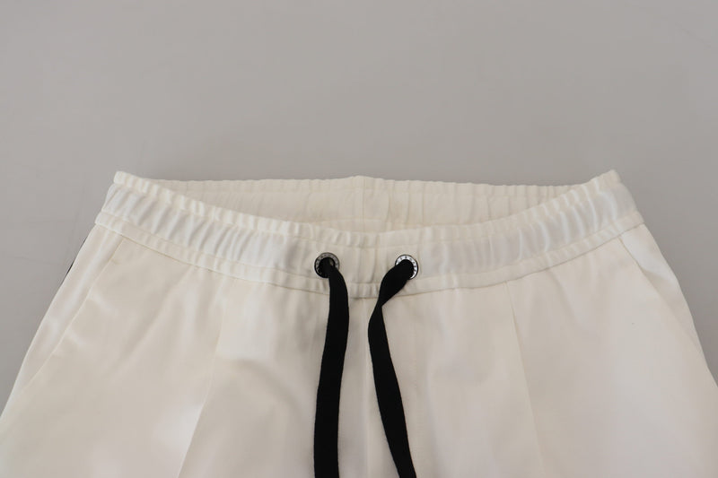 Elegantes pantalones de algodón de algodón blanco