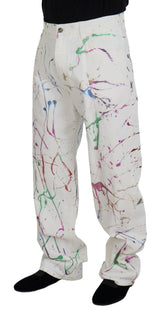 Pantaloni di jeans chic white splash stampa