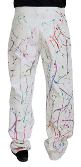 Pantaloni di jeans chic white splash stampa