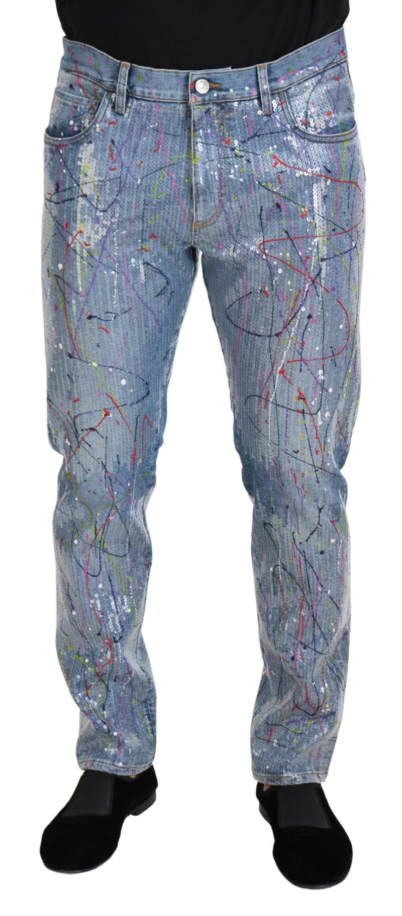 Pantalon en jean de couleur de couleur exquise