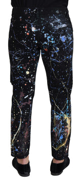 Exquisite Farbspritzer -Print -Denimhose