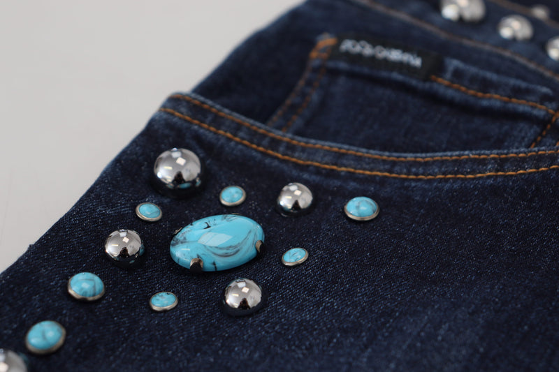 Jeans de mezclilla de opulencia con tachuelas