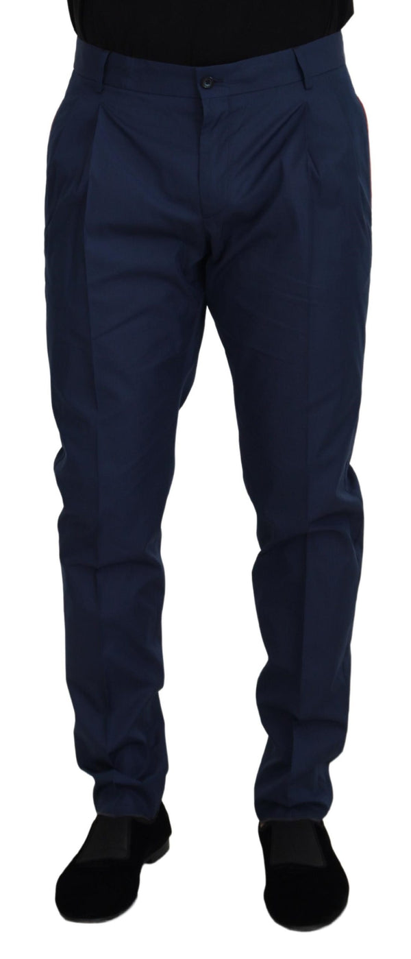 Eleganti pantaloni di seta in cotone blu