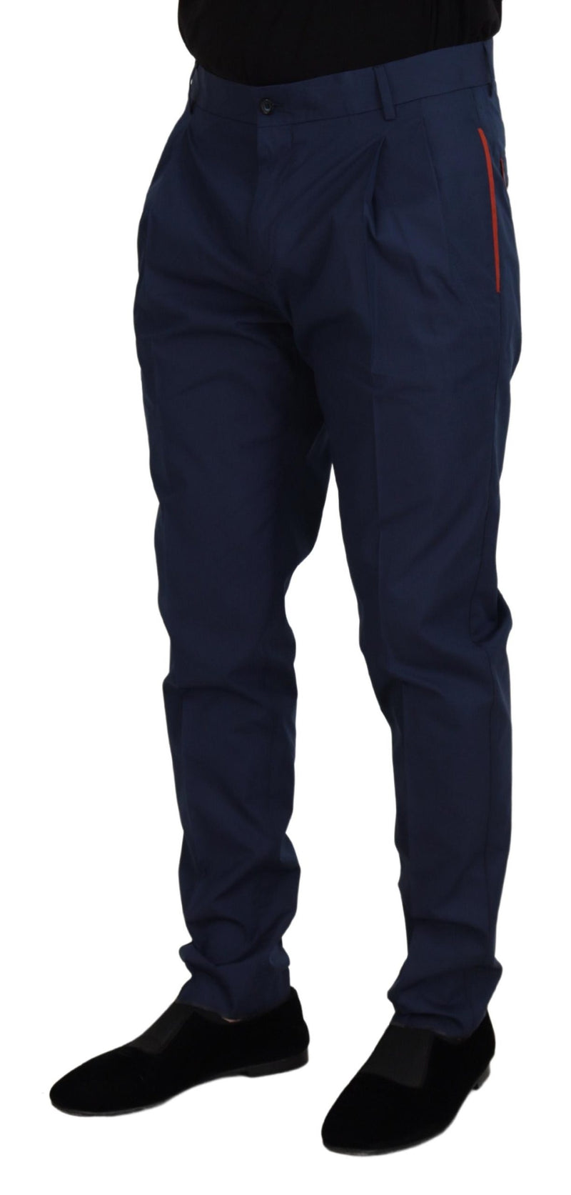 Eleganti pantaloni di seta in cotone blu