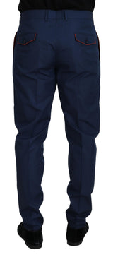 Elegantes pantalones de seda de algodón azul