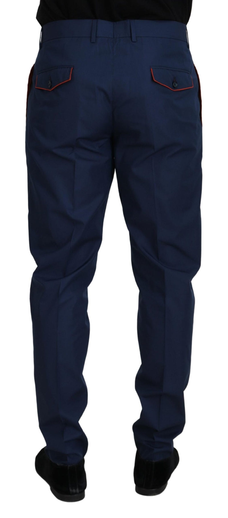 Eleganti pantaloni di seta in cotone blu