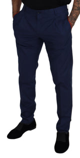 Eleganti pantaloni di seta in cotone blu