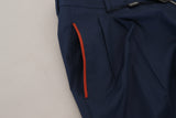 Elegantes pantalones de seda de algodón azul