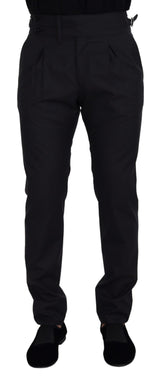 Elegant Dark Grey Wool Silk Pants