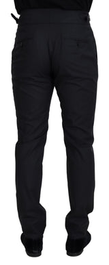 Elegantes pantalones de seda de lana gris oscuro