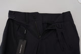 Elegantes pantalones de seda de lana gris oscuro