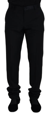 Pantalon d'élégant pantalon de mélange de laine vierge noire