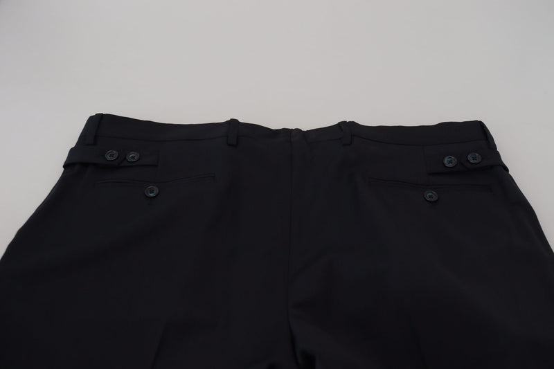 Eleganti pantaloni di miscela di lana blu