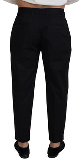 Pantalones de diseñador italiano negros elegantes con hebilla lateral