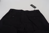 Schlanke schwarze italienische Designerhose mit Seitenschnalle