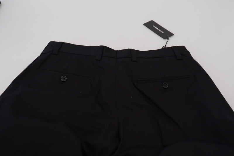 Pantalones de diseñador italiano negros elegantes con hebilla lateral