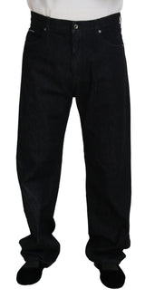 Elegant schwarz gewaschene Denimhose Luxus Baumwolle