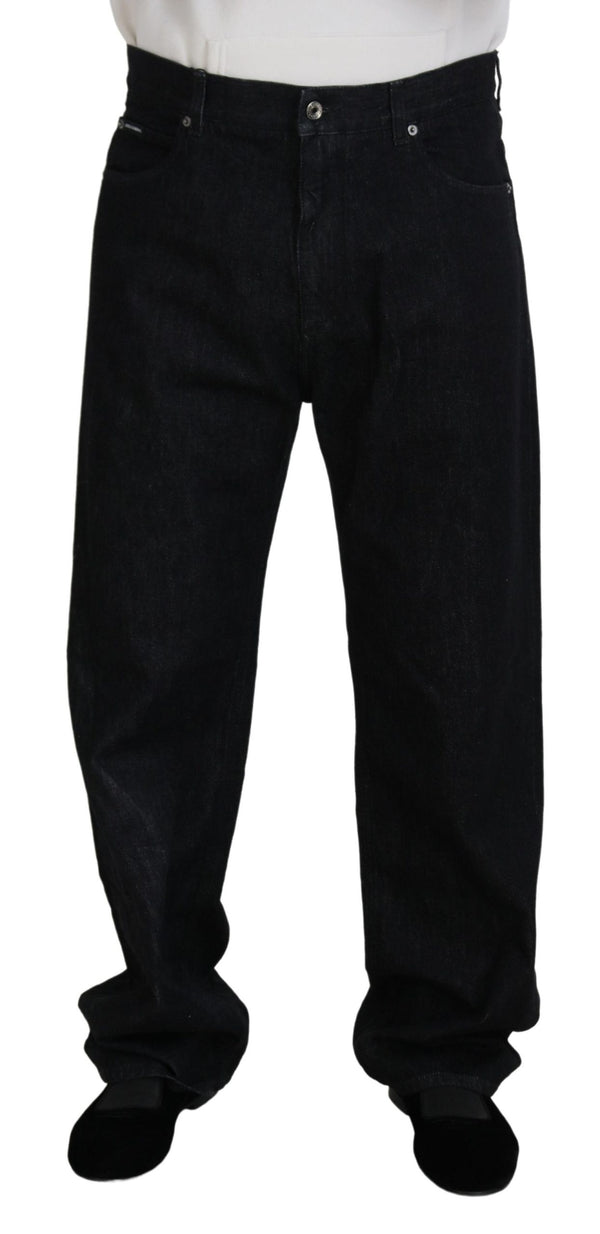 Élégant pantalon de jean lavé noir Coton de luxe