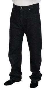 Elegant schwarz gewaschene Denimhose Luxus Baumwolle