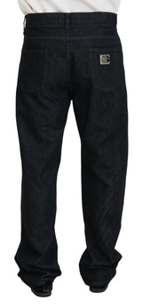 Elegant schwarz gewaschene Denimhose Luxus Baumwolle