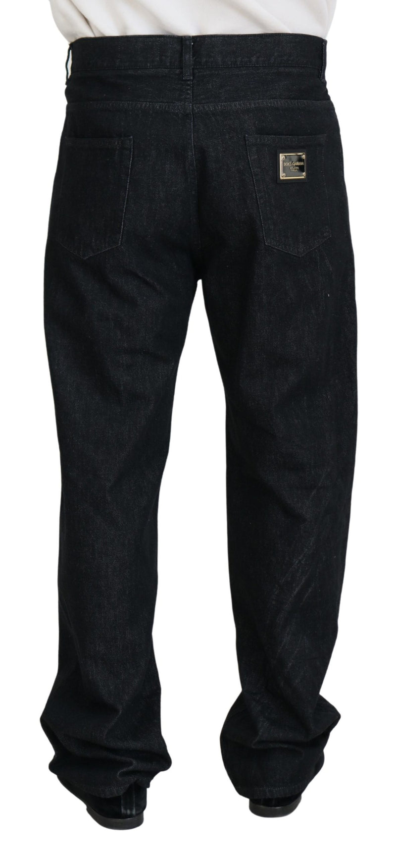 Eleganti pantaloni in denim lavati neri cotone lussuoso