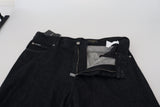 Elegant schwarz gewaschene Denimhose Luxus Baumwolle