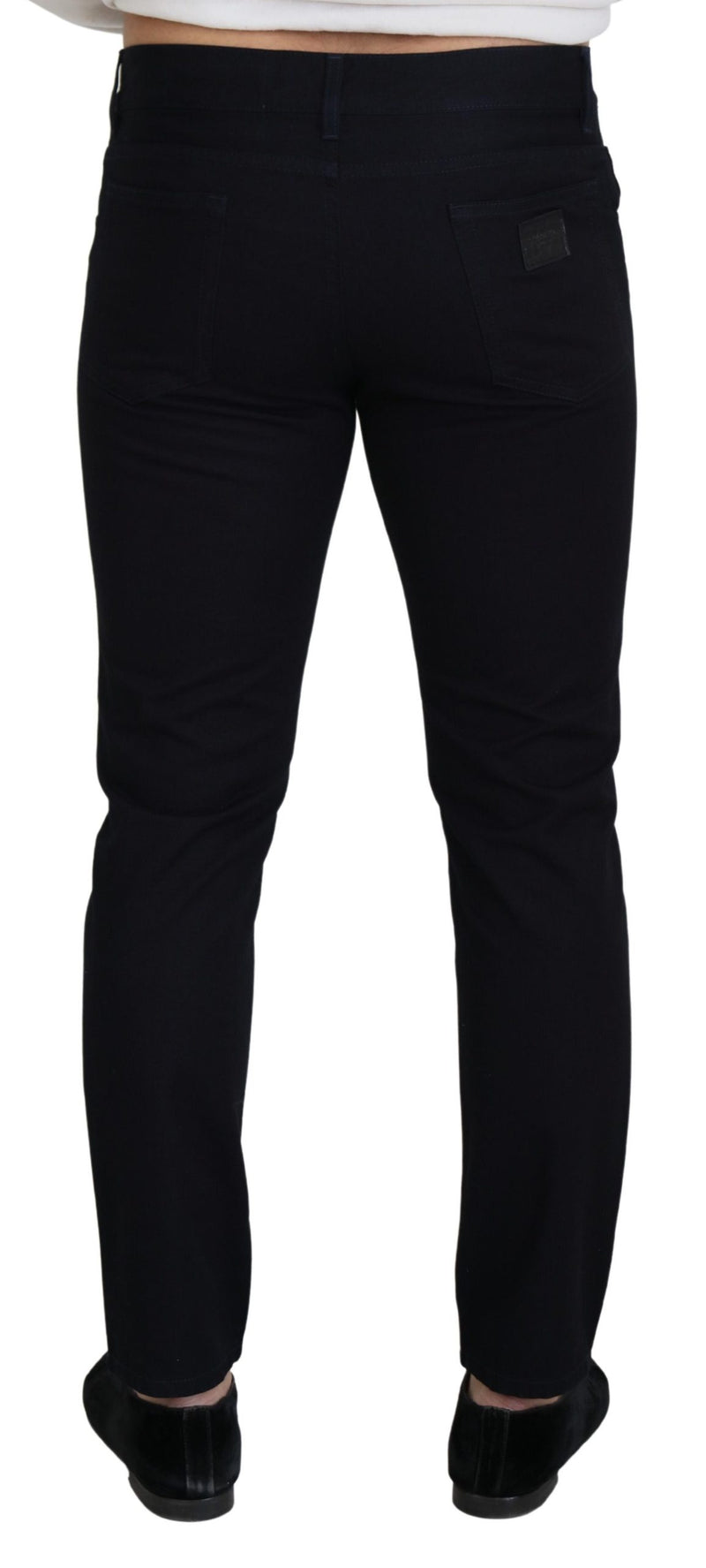 Elegante schwarze Seidenmischung Denimhose