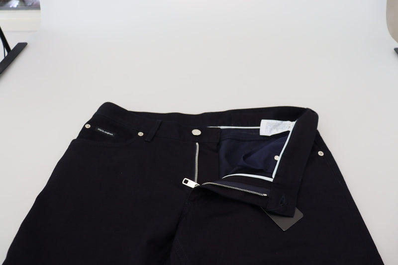 Elegante schwarze Seidenmischung Denimhose