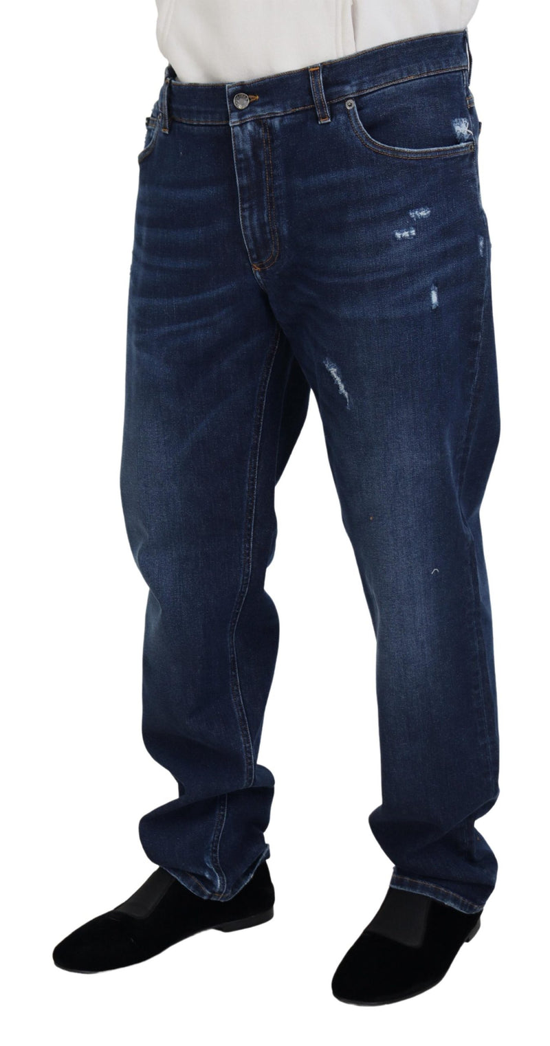 Pantalon en jean lavé bleu élégant