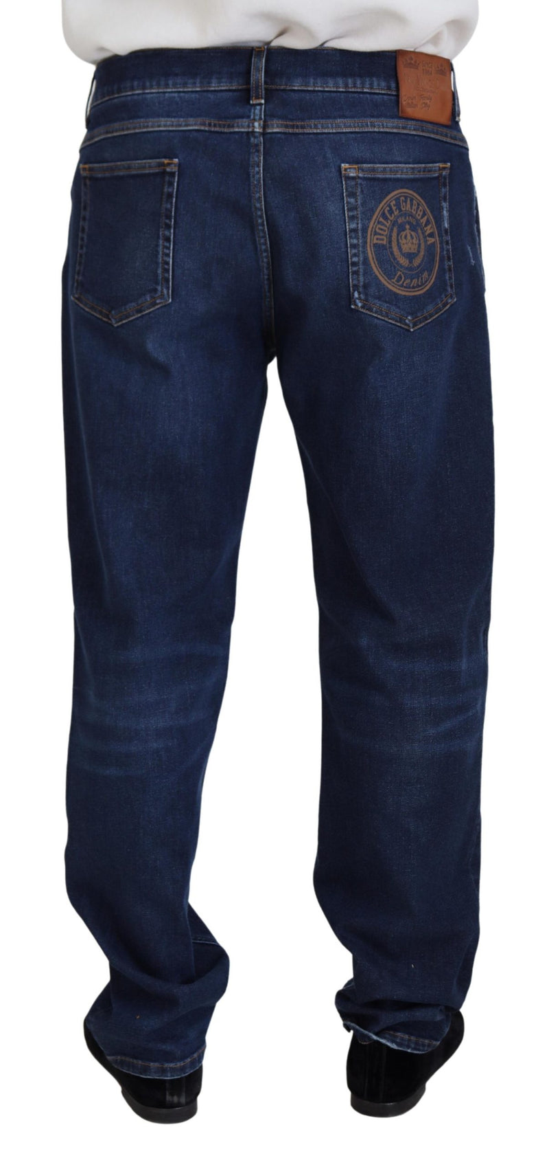 Eleganti pantaloni in denim lavati blu